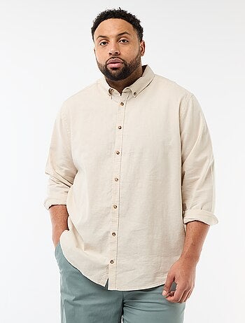Camisa lisa de mezcla de lino