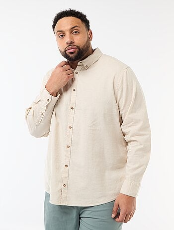 Camisa lisa de mezcla de lino