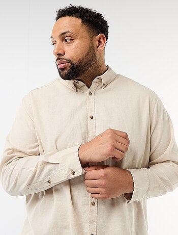 Camisa lisa de mezcla de lino