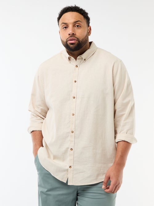 Camisa lisa de mezcla de lino - Kiabi