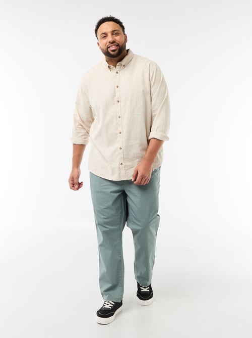 Camisa lisa de mezcla de lino - Kiabi