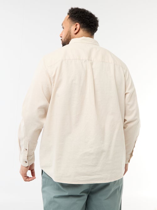 Camisa lisa de mezcla de lino - Kiabi