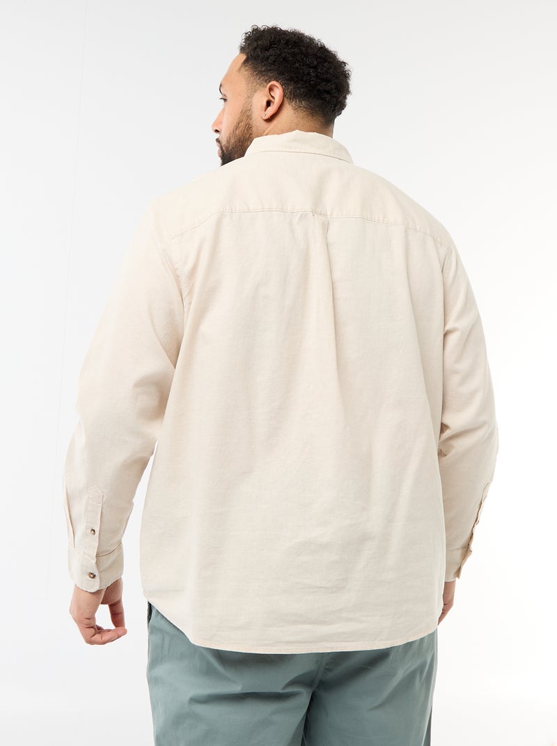 Camisa lisa de mezcla de lino Beige - Kiabi