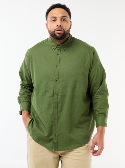 Camisa lisa de mezcla de lino - Kiabi