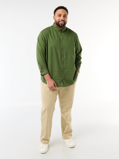 Camisa lisa de mezcla de lino - Kiabi
