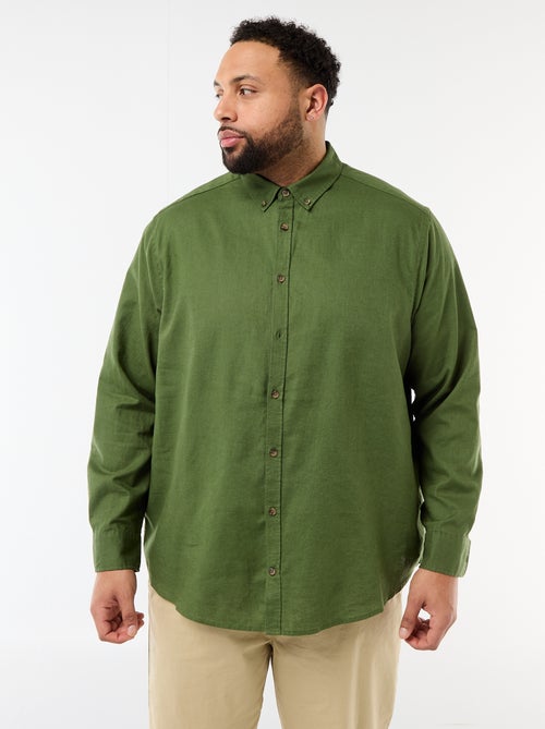 Camisa lisa de mezcla de lino - Kiabi