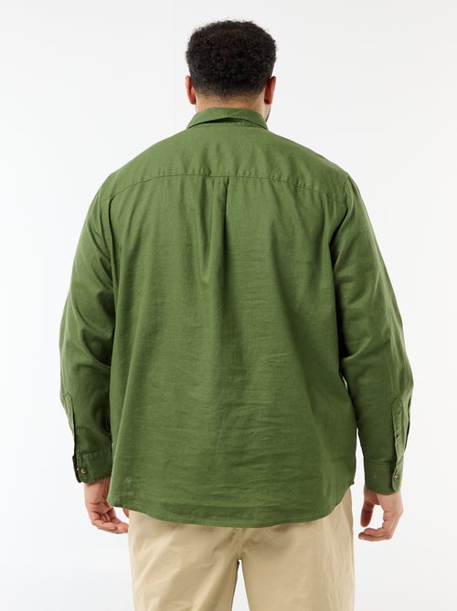 Camisa lisa de mezcla de lino - Kiabi