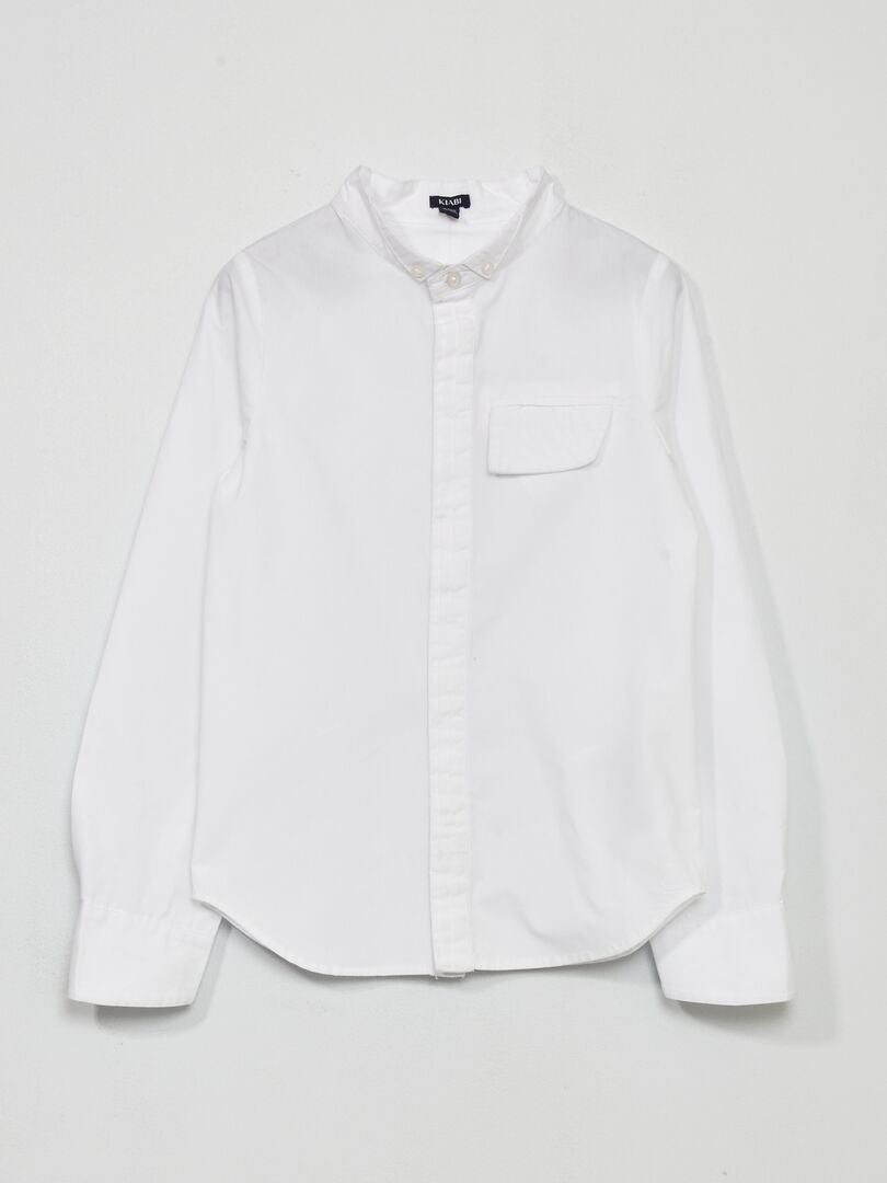 Camisa lisa de popelina Blanco - Kiabi