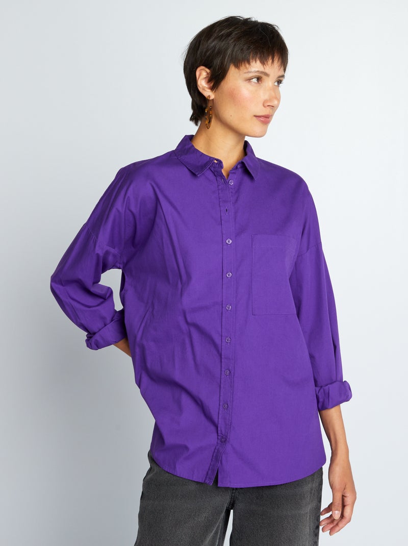 Camisa lisa de popelina PURPURA - Kiabi