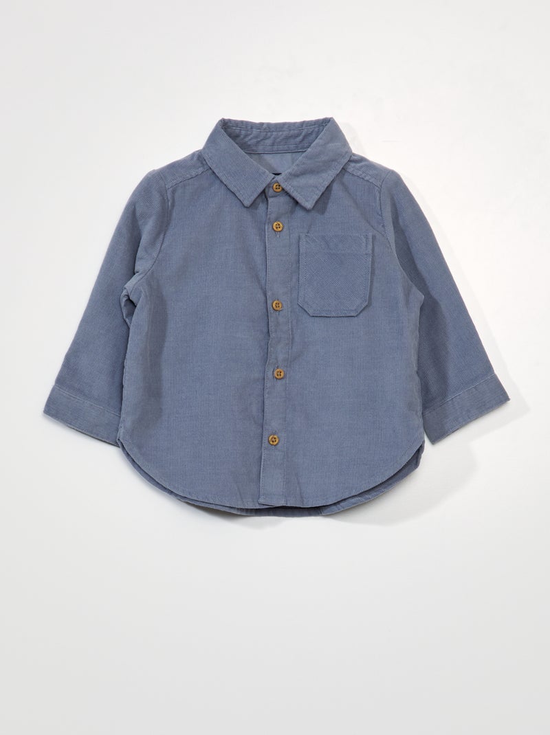 Camisa lisa de terciopelo AZUL - Kiabi