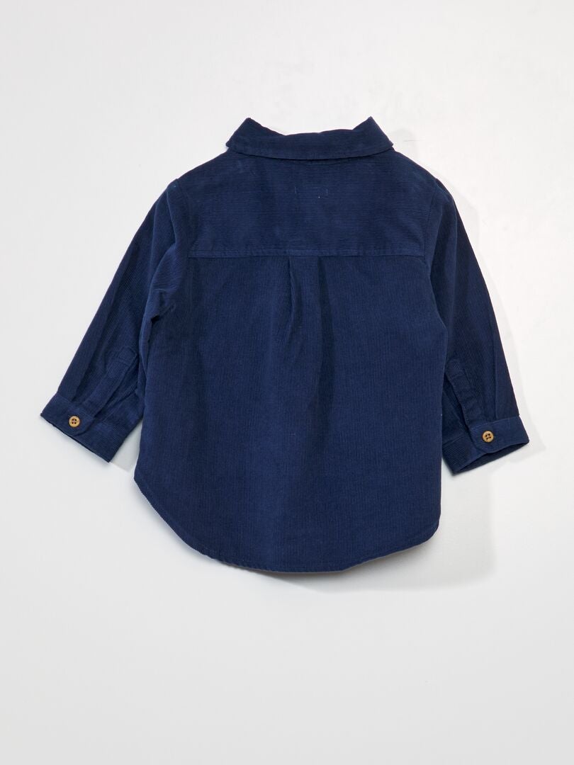 Camisa lisa de terciopelo azul oscuro - Kiabi