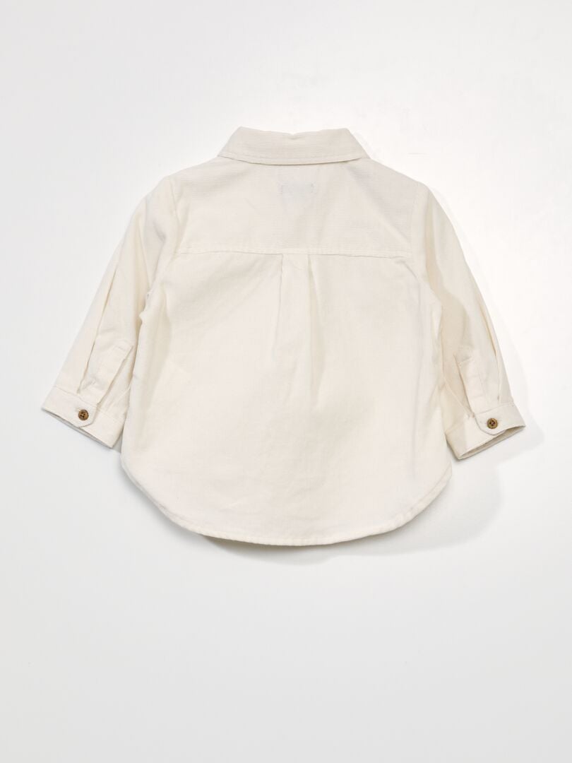 Camisa lisa de terciopelo Blanco - Kiabi