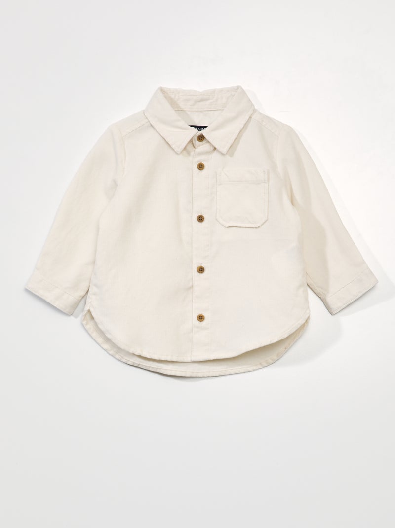 Camisa lisa de terciopelo Blanco - Kiabi