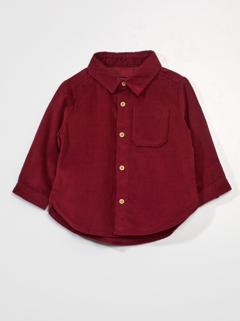 Camisa lisa de terciopelo ROJO - Kiabi