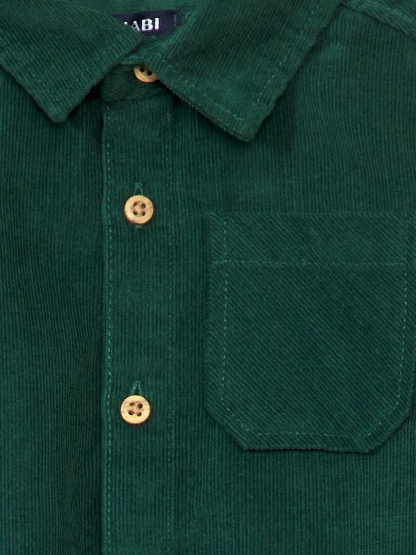 Camisa lisa de terciopelo Verde - Kiabi