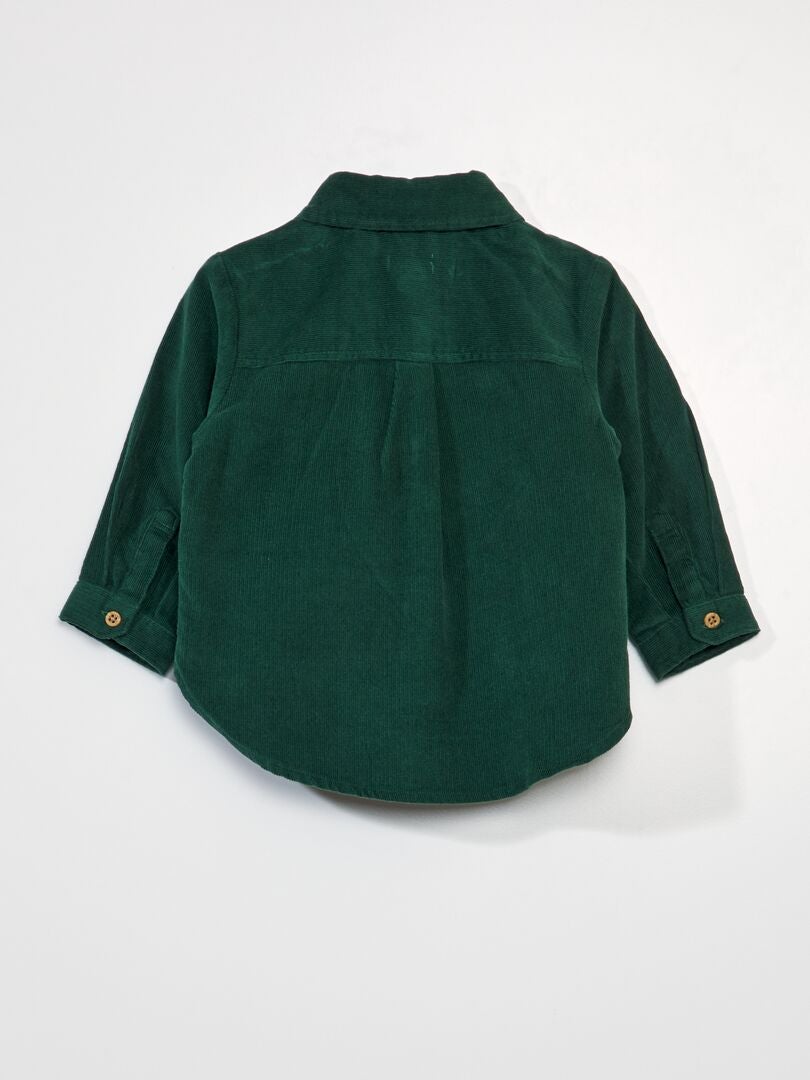 Camisa lisa de terciopelo Verde - Kiabi