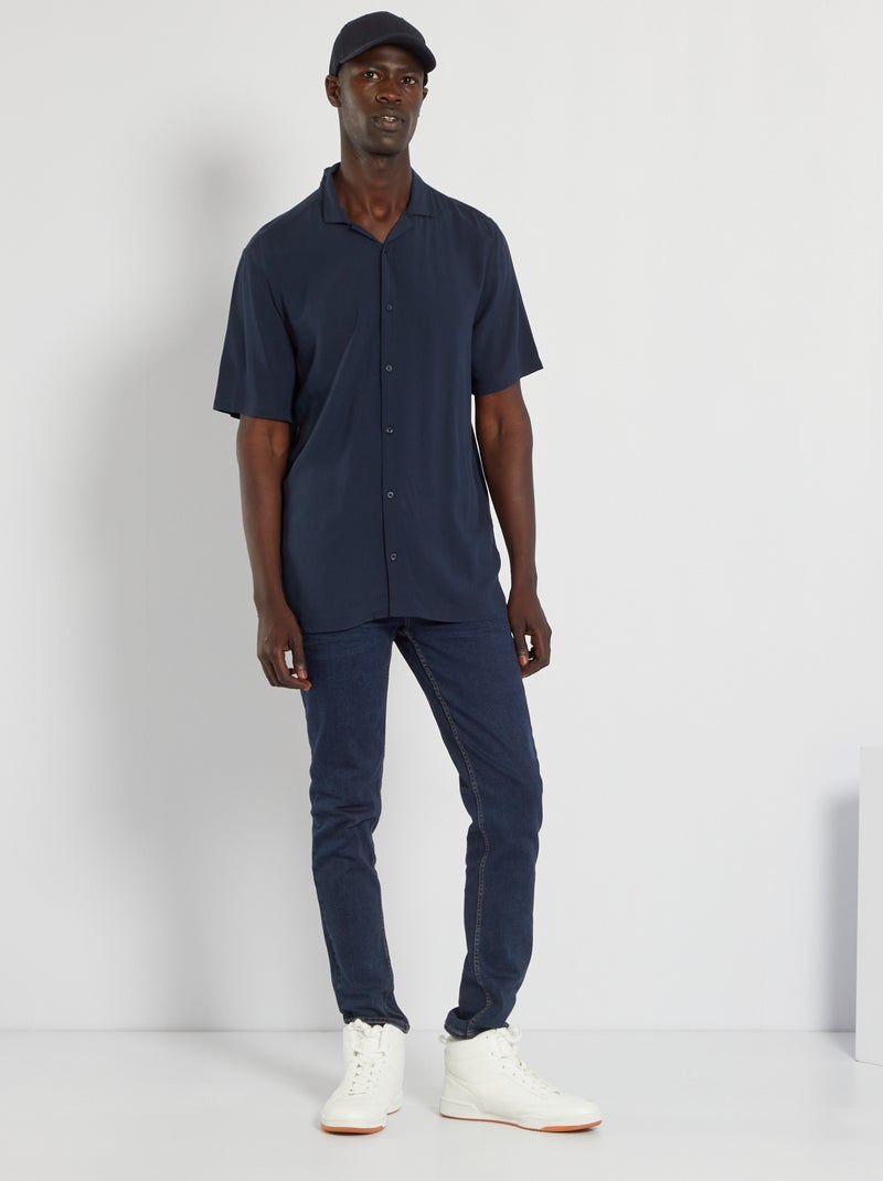 Camisa lisa ligera y vaporosa azul - Kiabi