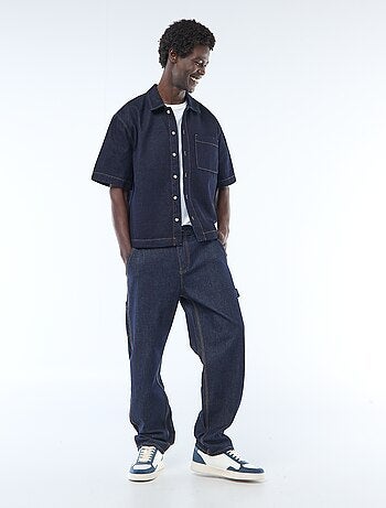 Camisa lisa vaquera de manga corta