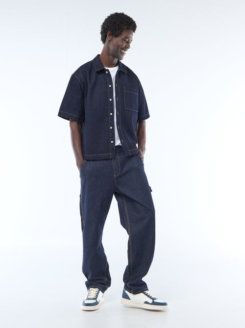 Camisa lisa vaquera de manga corta - Kiabi