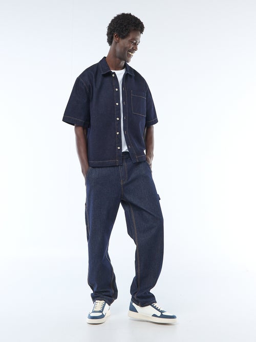 Camisa lisa vaquera de manga corta - Kiabi