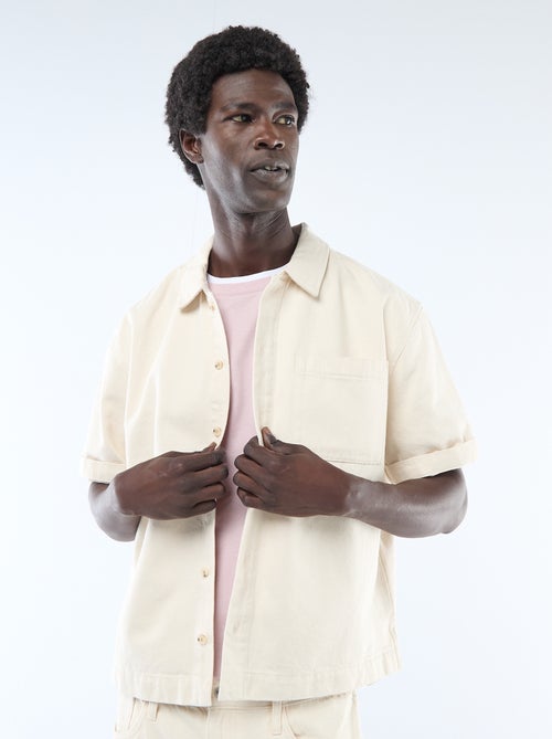 Camisa lisa vaquera de manga corta - Kiabi