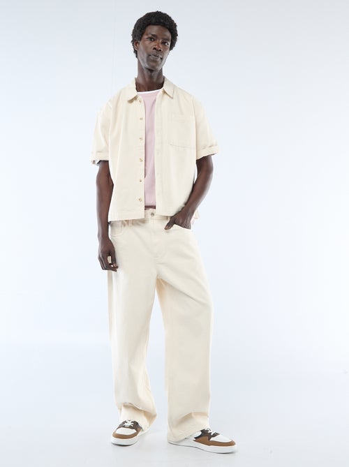 Camisa lisa vaquera de manga corta - Kiabi