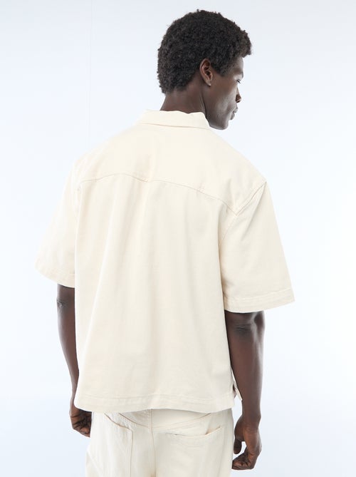 Camisa lisa vaquera de manga corta - Kiabi