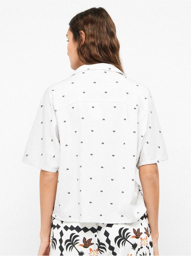 Camisa manga corta estampado tropical con algodón Multicolor - Kiabi