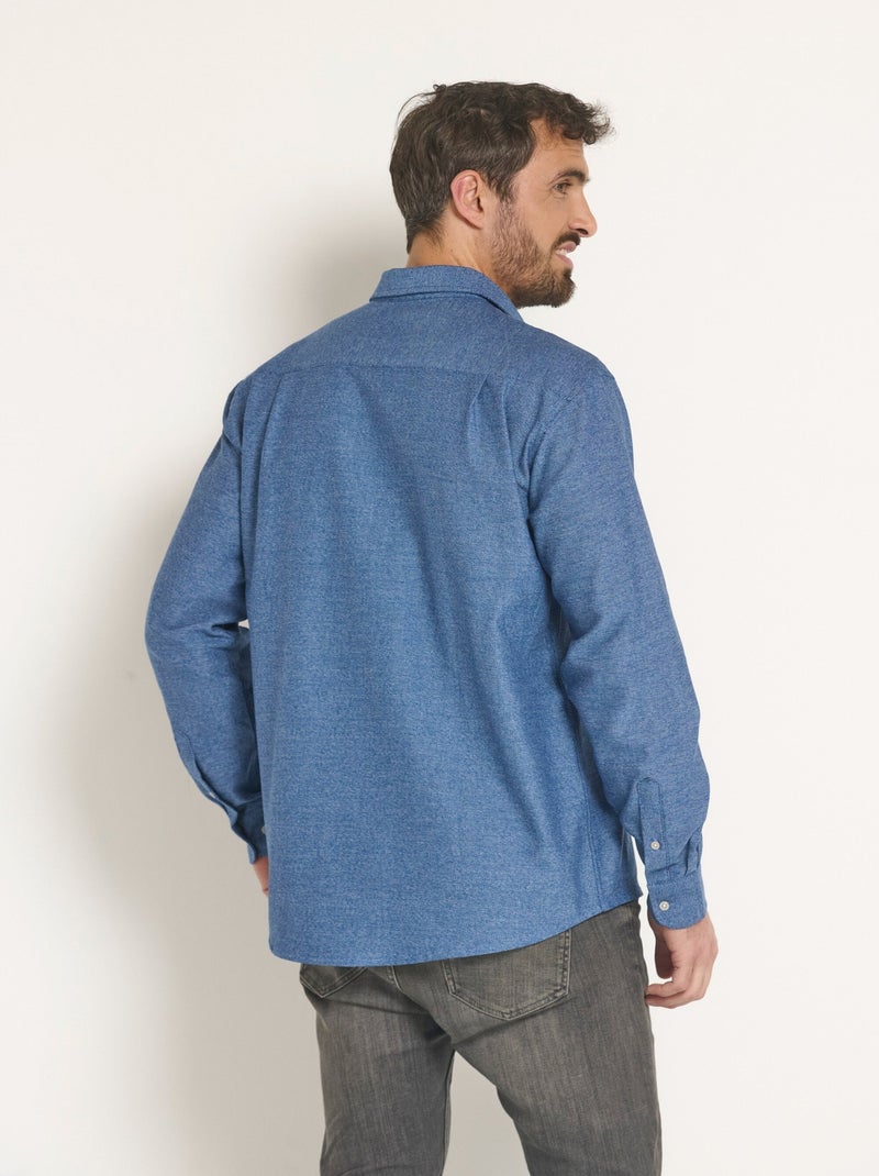 Camisa manga larga con bolsillo y botones - Afibel Azul - Kiabi