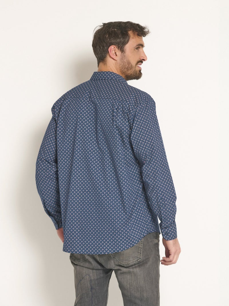 Camisa manga larga con estampado geométrico - Afibel Azul marino - Kiabi