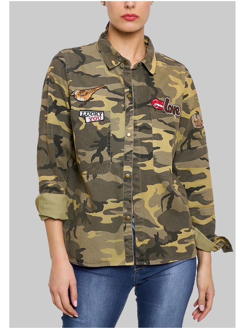 Camisa militar Kebello Caqui - Kiabi