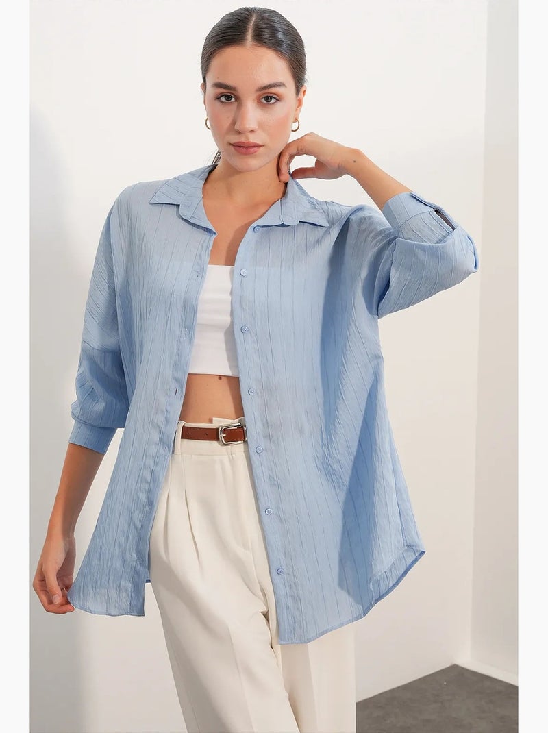 Camisa mujer viscosa nylon bdart Azul cielo - Kiabi