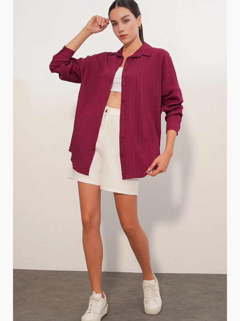 Camisa mujer viscosa nylon bdart Rojo burdeos - Kiabi