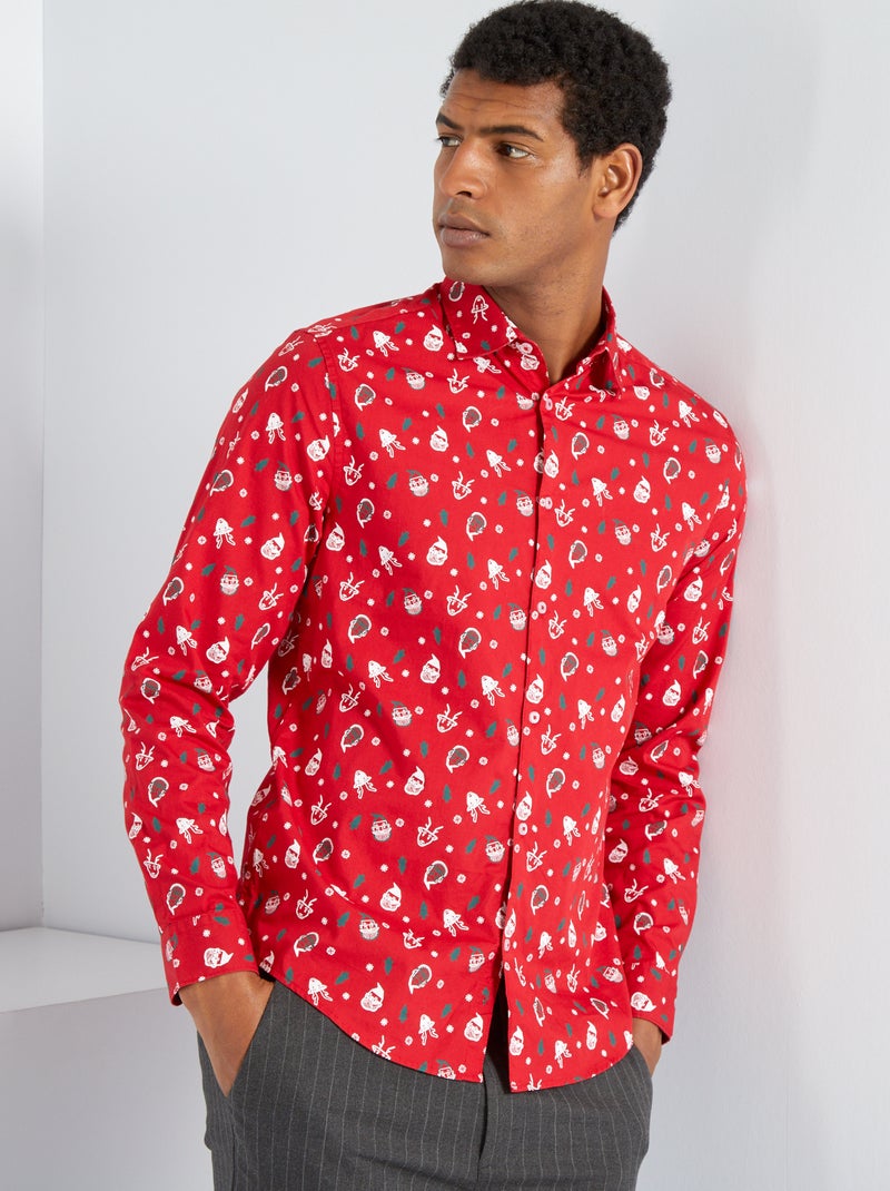Camisa 'Navidad' de popelina ROJO - Kiabi