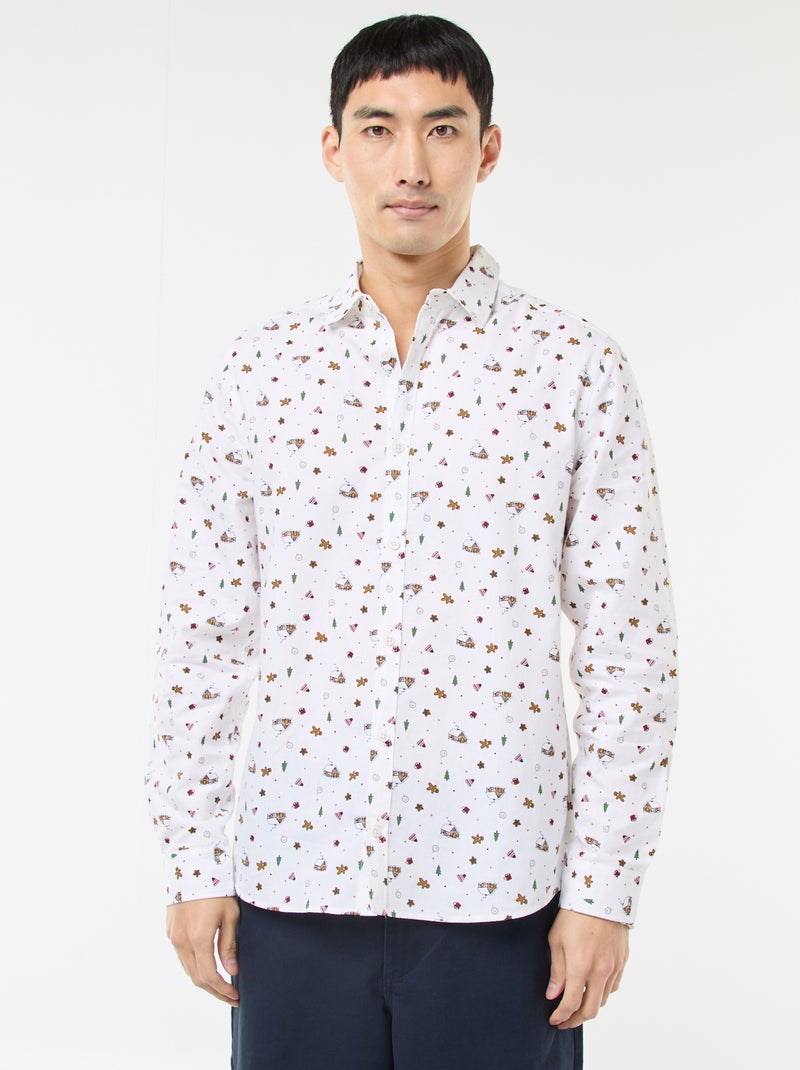 Camisa Navideña Estampada Blanco - Kiabi