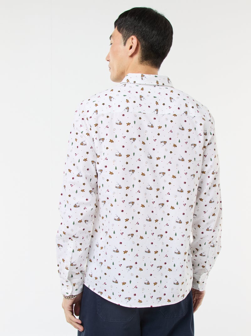 Camisa Navideña Estampada Blanco - Kiabi