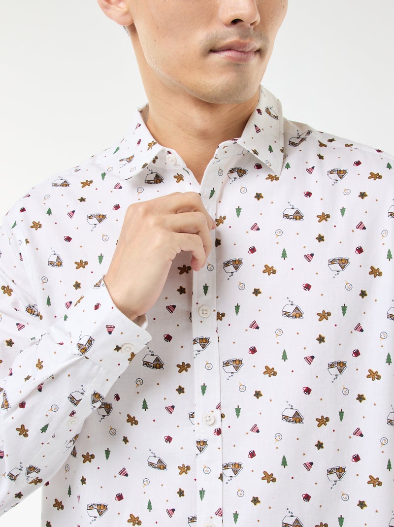 Camisa Navideña Estampada Blanco - Kiabi