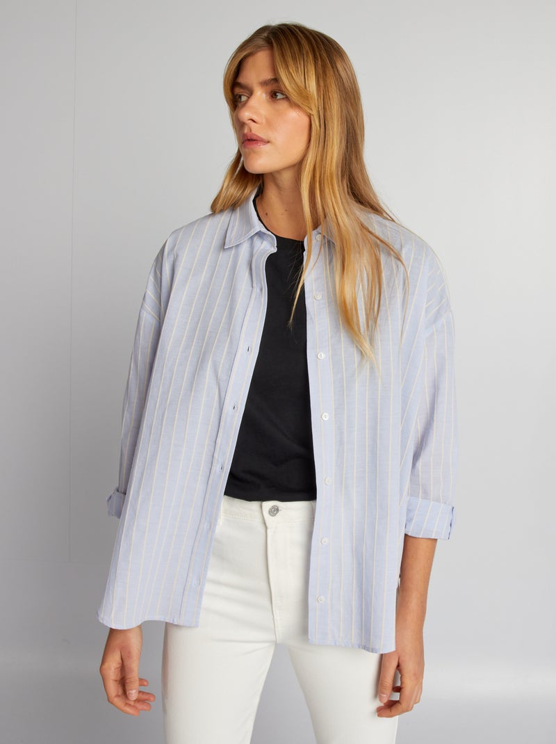 Camisa oversize a rayas AZUL - Kiabi