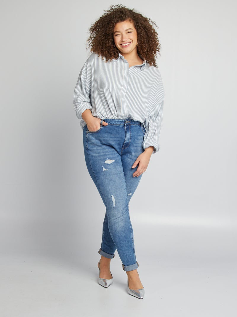 Camisa oversize a rayas AZUL - Kiabi