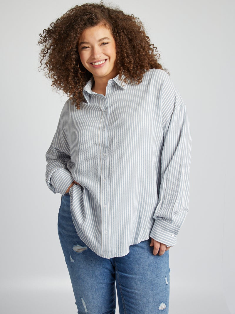 Camisa oversize a rayas AZUL - Kiabi