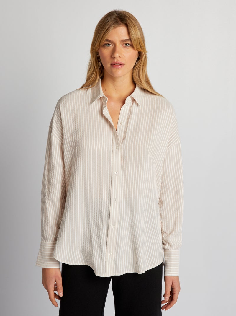 Camisa oversize a rayas BEIGE - Kiabi