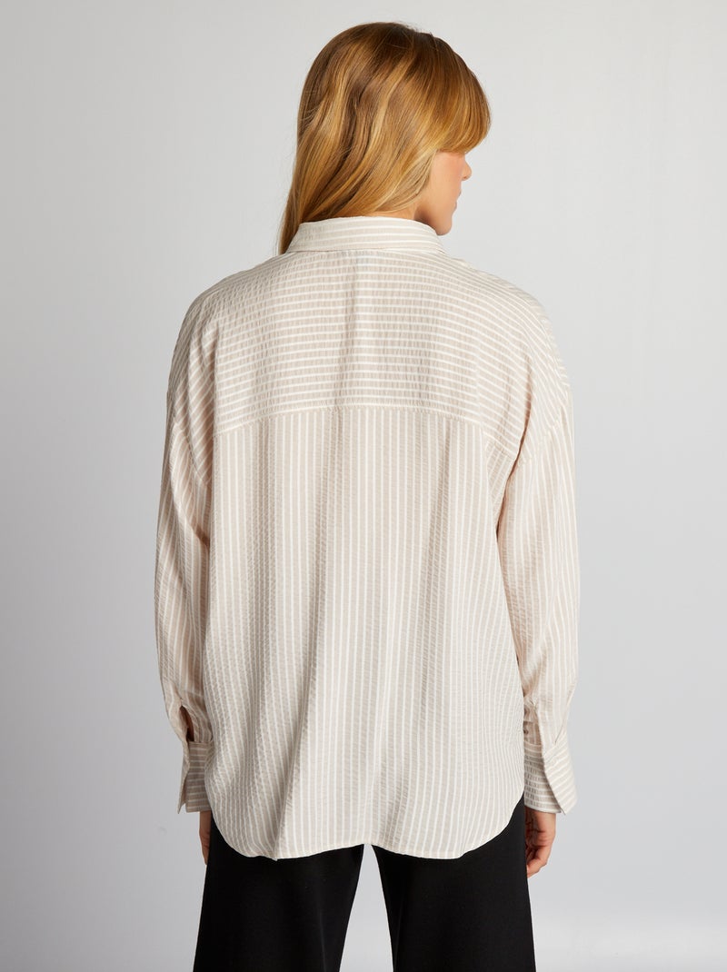 Camisa oversize a rayas BEIGE - Kiabi