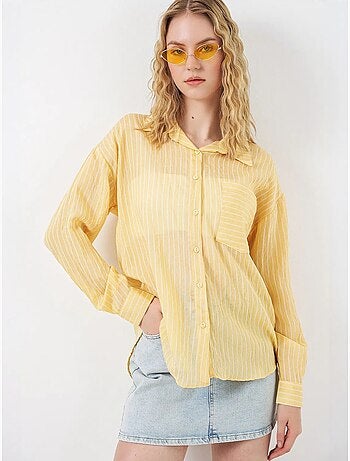 Camisa oversize a rayas con cierre de botones delantero bdart