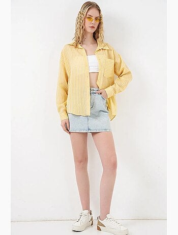 Camisa oversize a rayas con cierre de botones delantero bdart