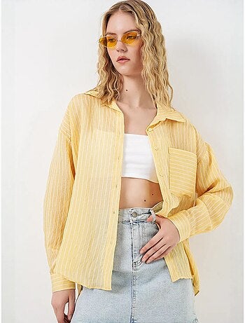 Camisa oversize a rayas con cierre de botones delantero bdart
