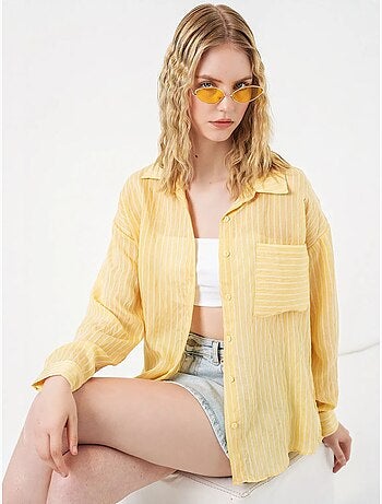 Camisa oversize a rayas con cierre de botones delantero bdart