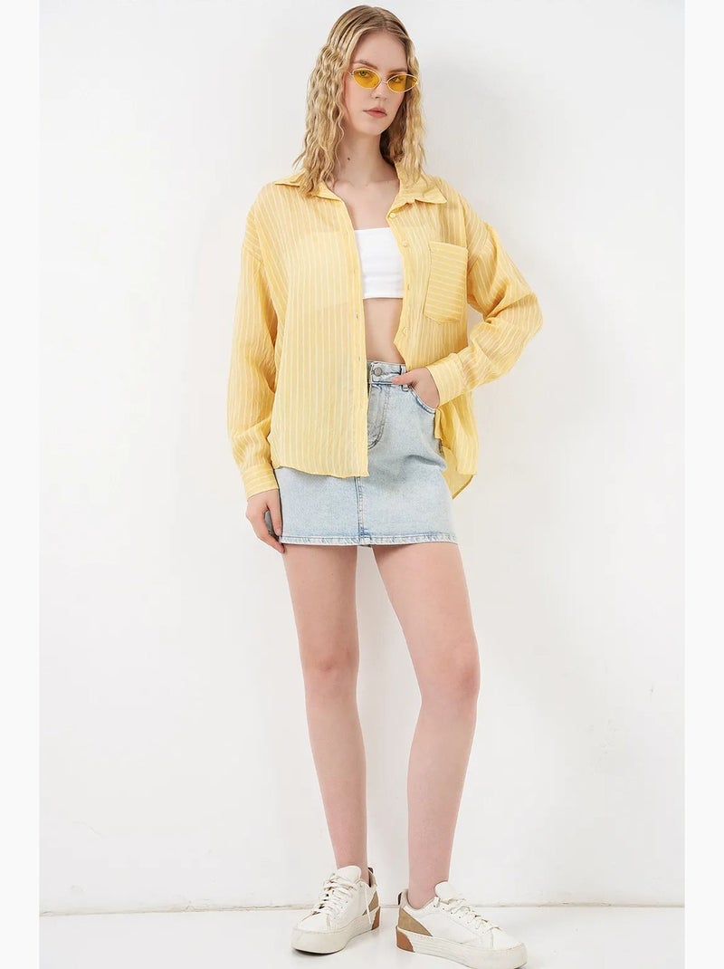 Camisa oversize a rayas con cierre de botones delantero bdart Ámbar - Kiabi