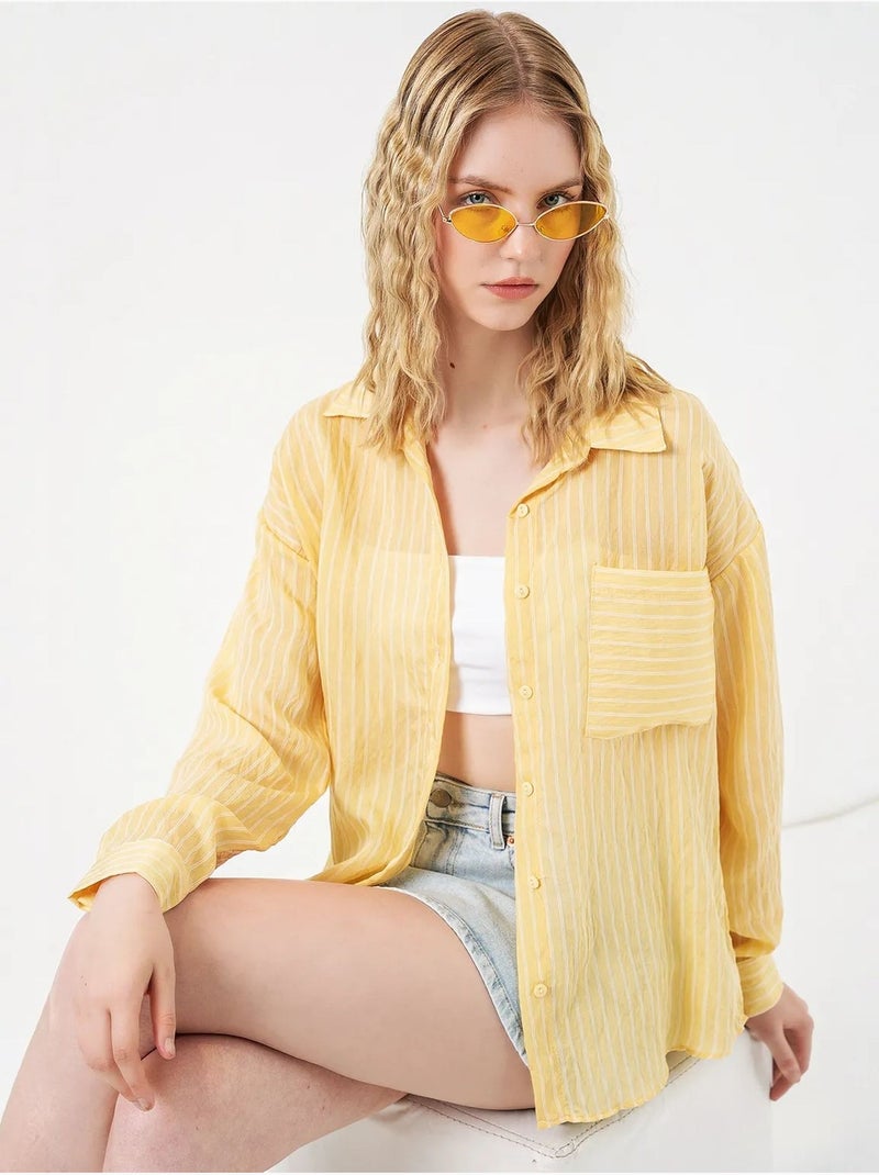 Camisa oversize a rayas con cierre de botones delantero bdart Ámbar - Kiabi