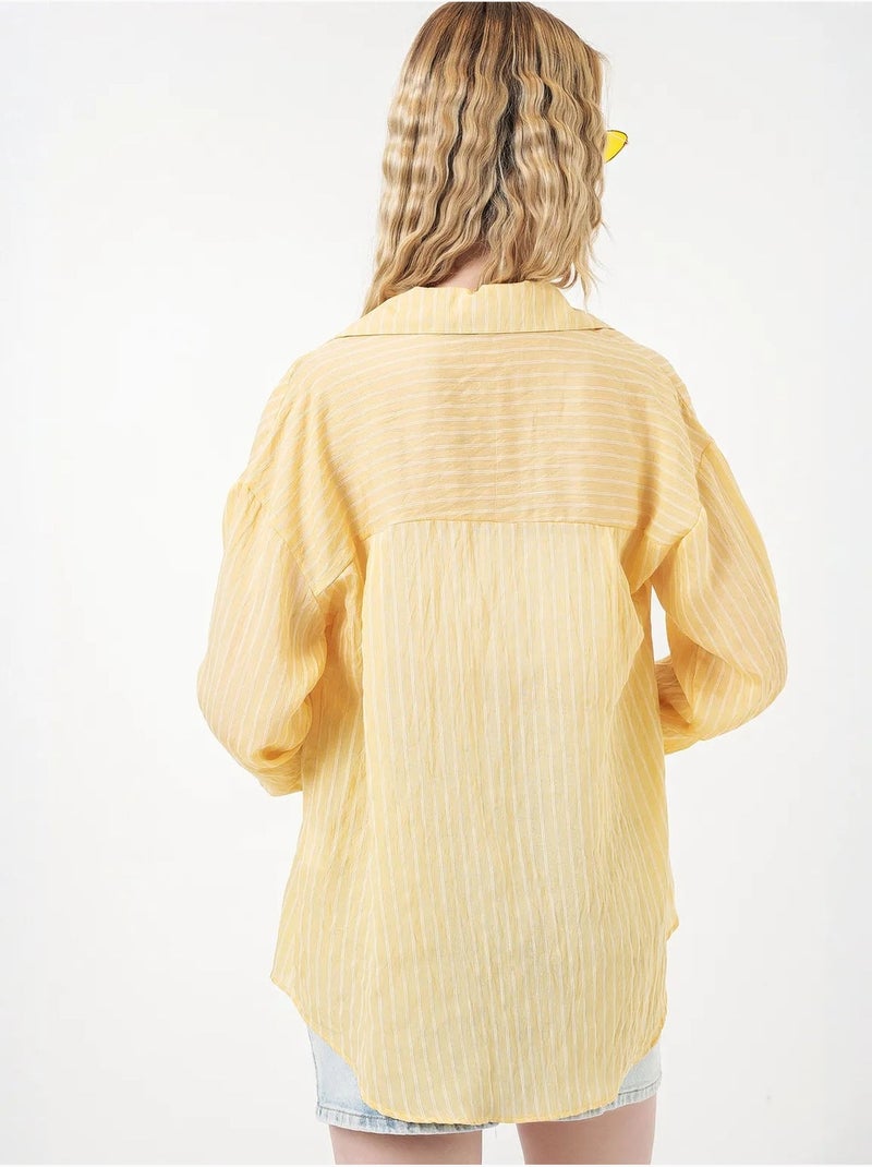 Camisa oversize a rayas con cierre de botones delantero bdart Ámbar - Kiabi