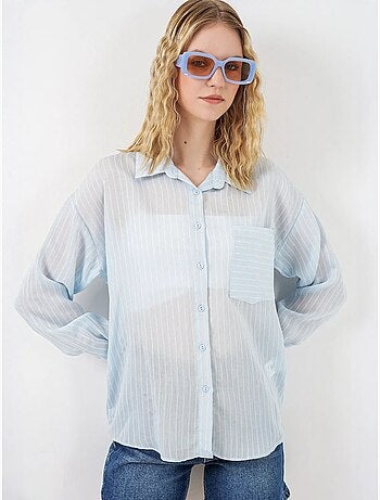 Camisa oversize a rayas con cierre de botones delantero bdart